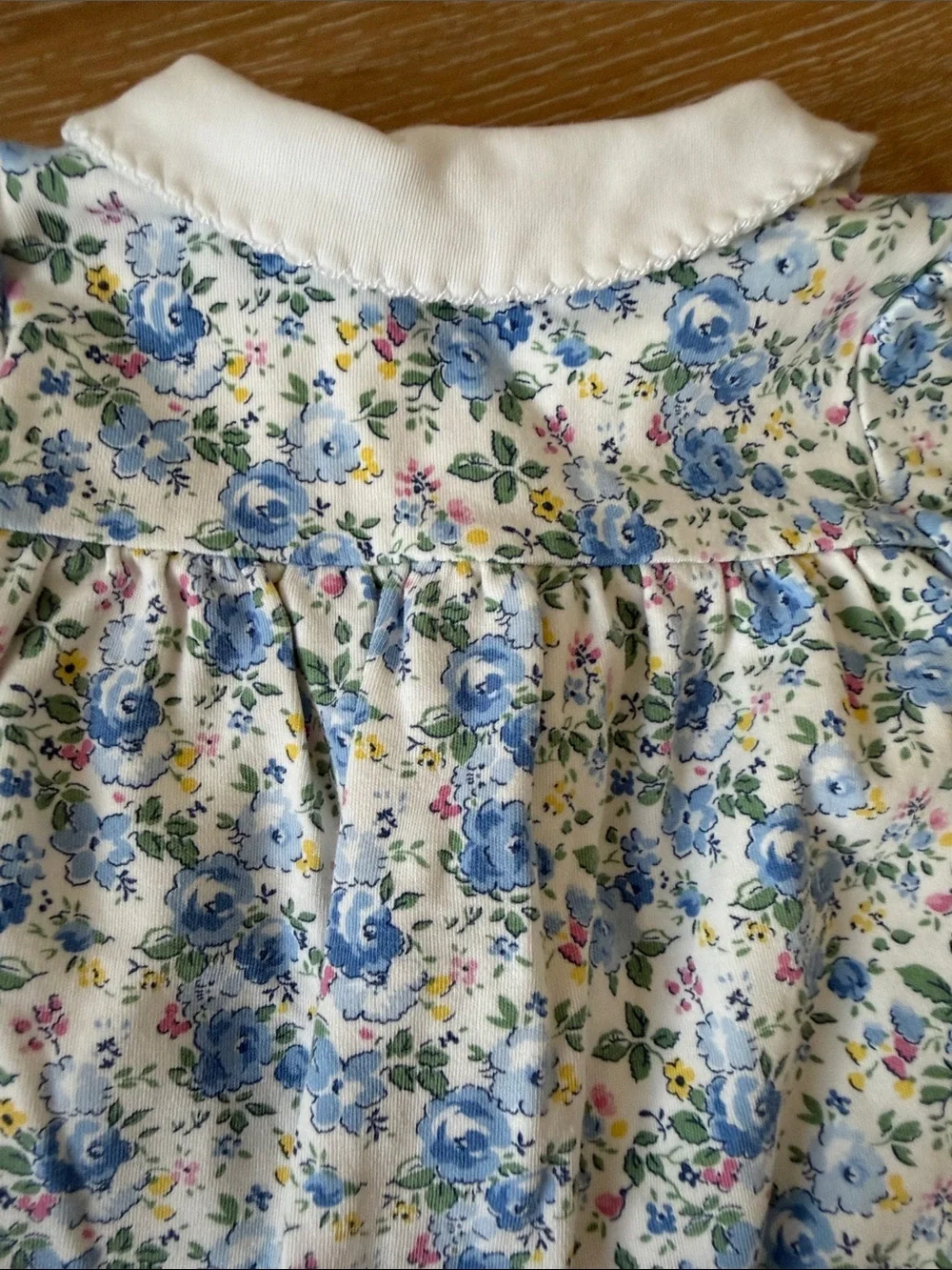 Ralph Lauren Baby Floral One-Piece Romper in Blue and White